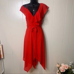 NWT Gianni Bini Red Flowy Ruffled Midi Dress